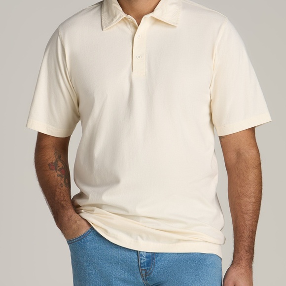 American Tall LJ&S Ultra Soft Short Sleeve Cotton Polo for Tall Men in Antique W - Picture 1 of 3